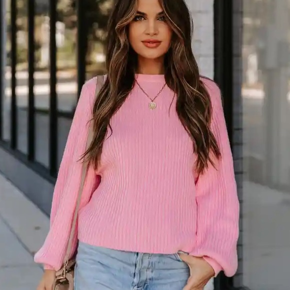 Vici | Sweaters | Sale Nwot Vici Pink Balloon Sleeve Sweater | Poshmark